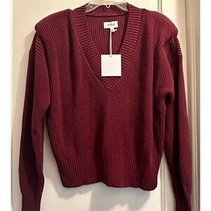 Pistola Womens Camille Strong Shoulder Sweater V Neck Merlot Red Size‎ Small